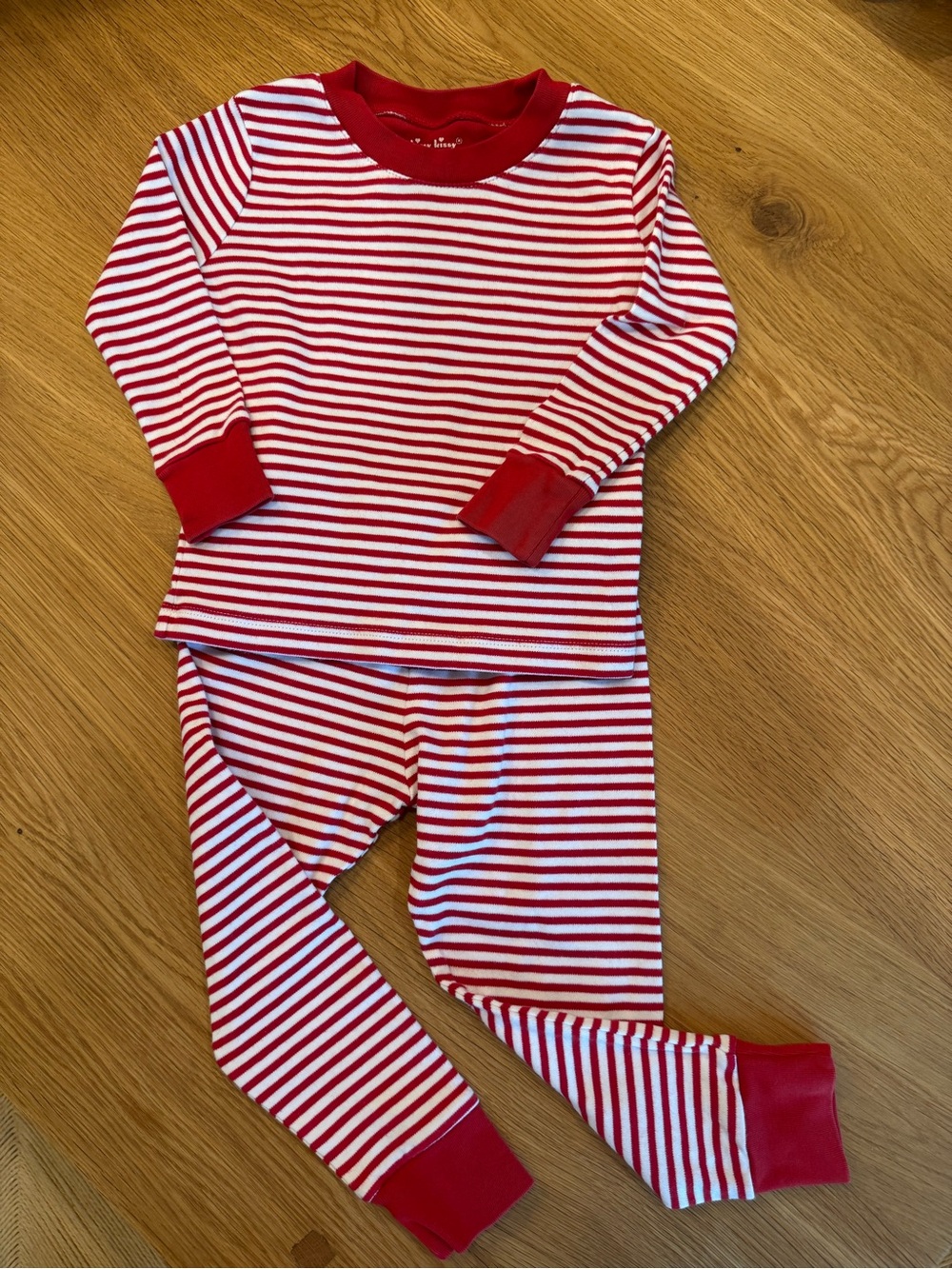 Kissy Kissy Red and White Striped Pajama Set Pima Cotton 18-24 Months